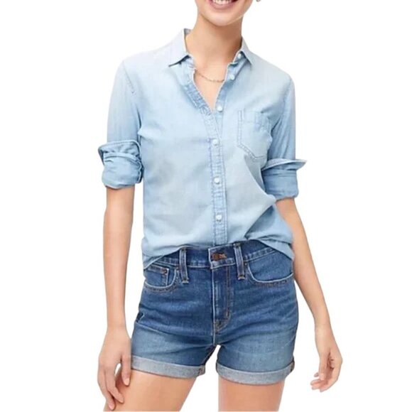 J. CREW FACTORY Cuffed Hem Denim Jean Shorts, Size 24 - NWT - Picture 1 of 7